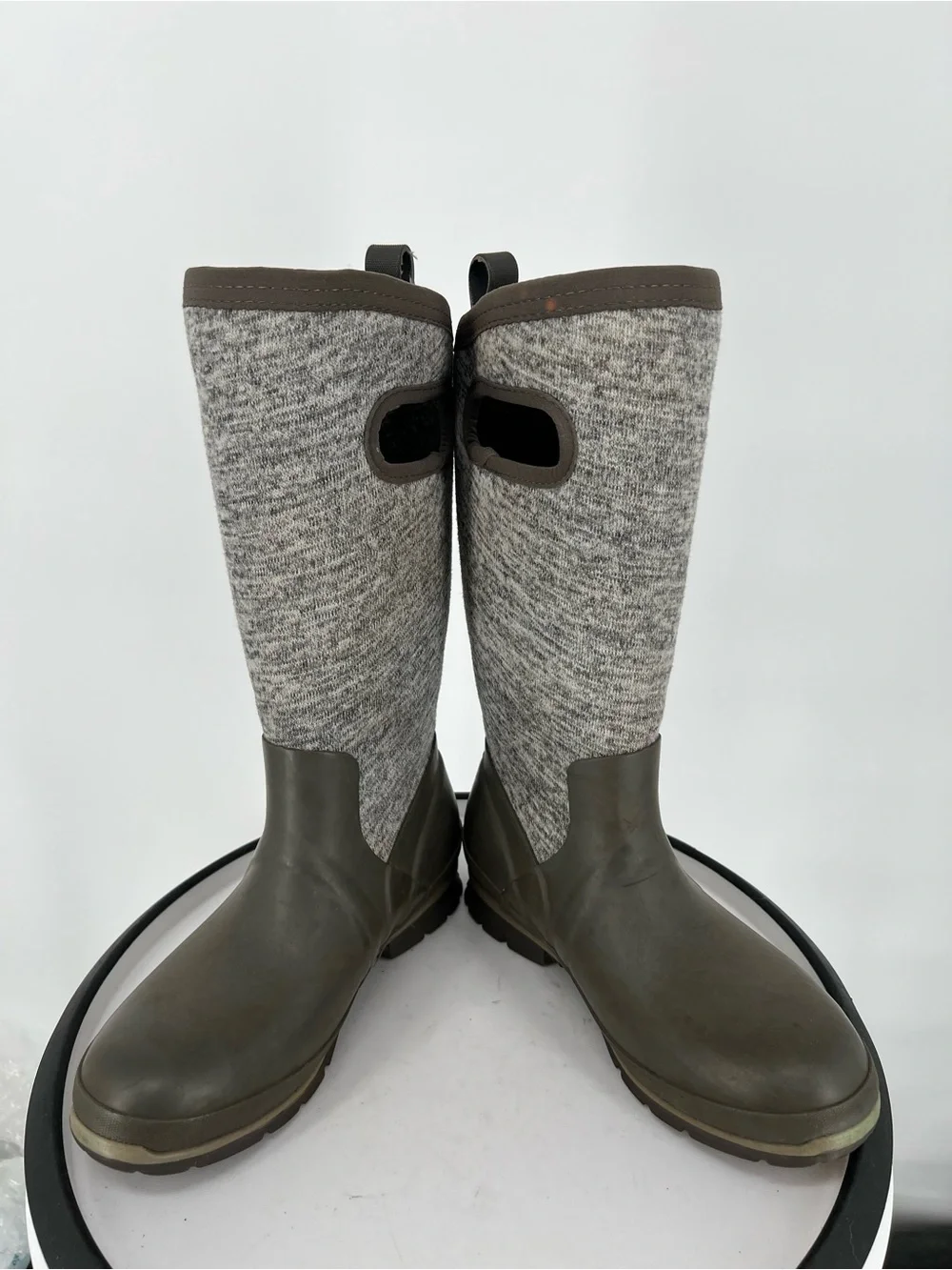 Bogs Olive Green and Heather Gray Tall Knit Waterproof Boots